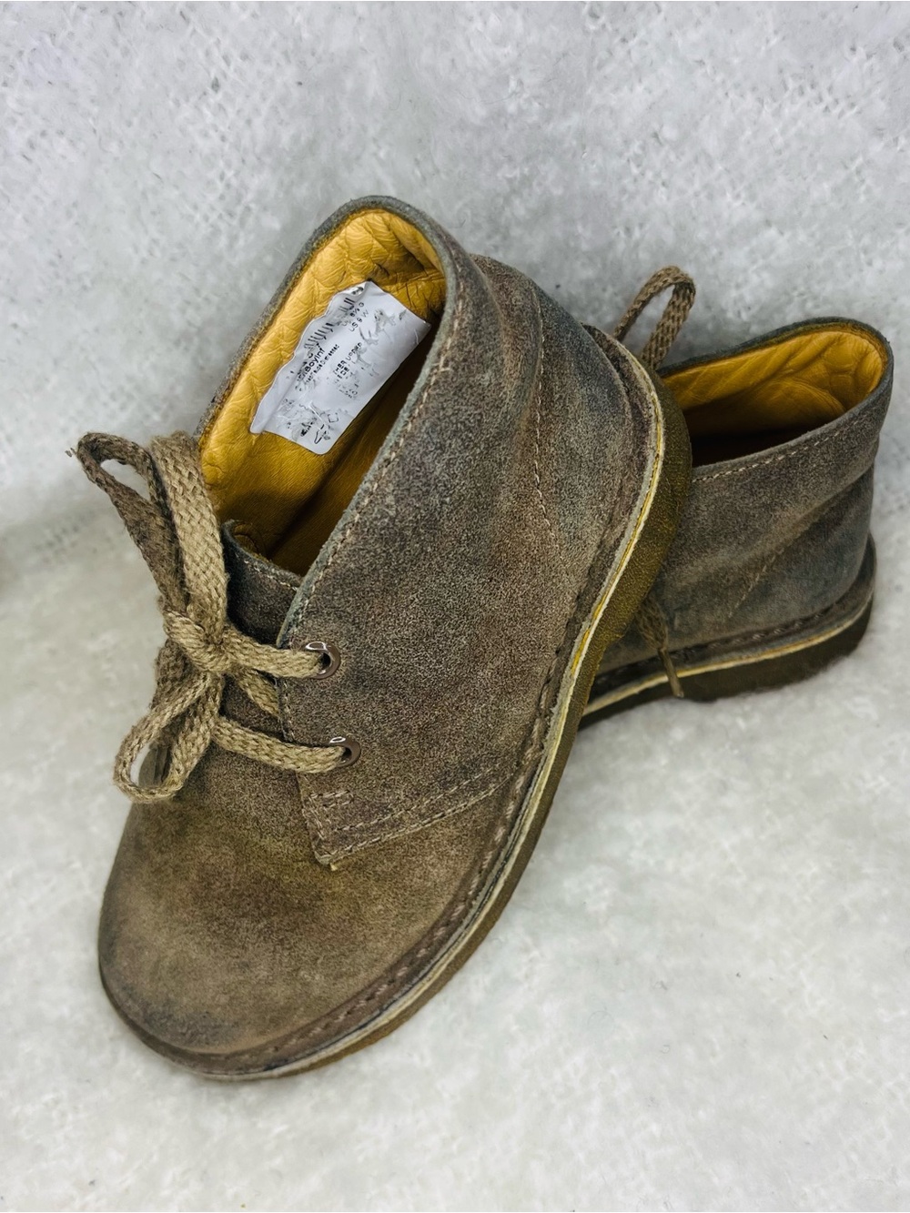 Clark Original Boys Suede Look (Leather) Boots in Taupe Size 9W